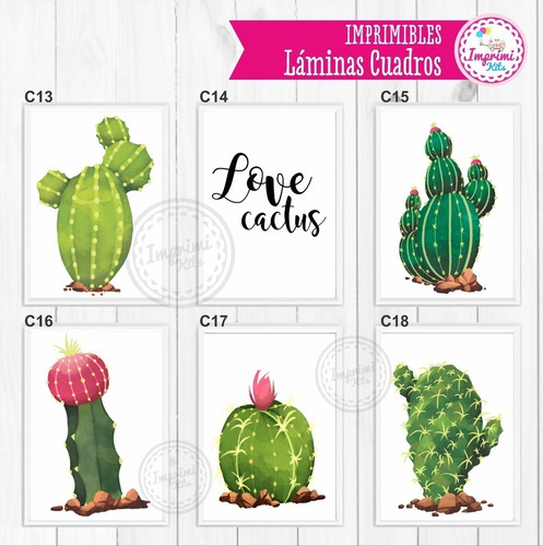 Láminas Imprimibles - Cactus Hojas Greenery Cuadros