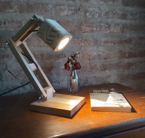 Velador-lampara De Mesa De Madera Articulada