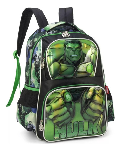 Mochila Infantil Incrivel Hulk Marvel Bolso Costas Grande Cor Verde