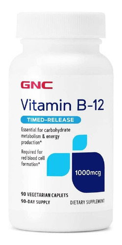 Vitamina B12 Cianocobalamina 1000 Mcg Gnc 90 Comprimidos