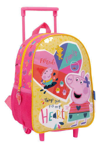 Mochila Wabro Peppa Pig Corazón Carro Escolar Jardín 12 In