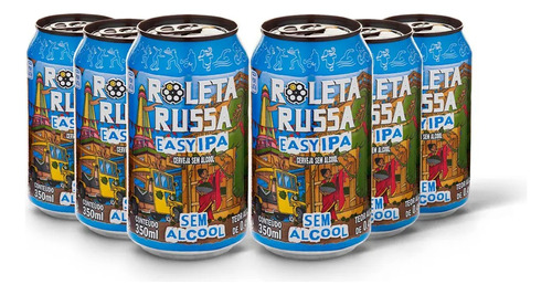 Cerveja Roleta Russa Easy Ipa Sem Álcool Lata 6 Un. X 350ml