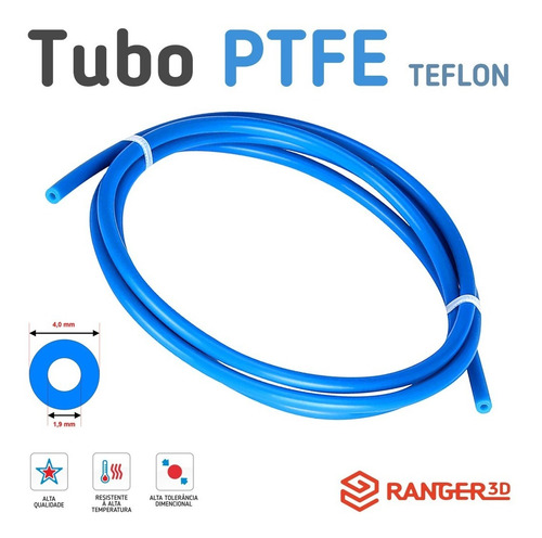 1m Tubo Ptfe Teflon 4.0x1.9mm Impressora 3d Bowden + Brinde!