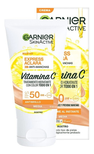 Crema Facial Garnier Express Todo En Uno Tono Medio 40 Gr