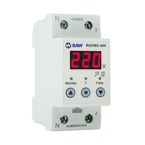 Imagen 2 de 2 de Protector De Tension Monofásica Baw Display Riel Din 32amp