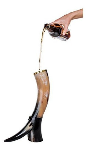 Thor Horn Cuerno Para Beber Viking Grande Con Soporte Auten
