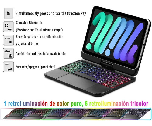 Imagen 3 de 7 de Teclado Mágico Para iPad Mini 6 2021 8.3 Español Con Ñ
