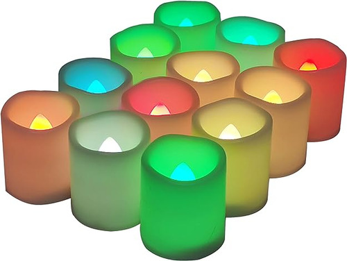 Juego De 12 Velas Votivas Sin Que Cambian Multicolor Con De