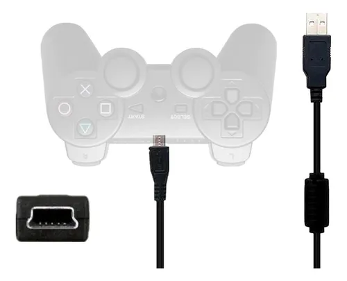 comprar Cabo Mini Usb V3 Com Fio Para Carrega Controle Ps3 Sem Fio