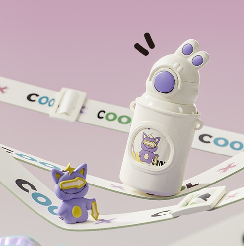 Botella De Agua De Acero Inoxidable Para Niños Con Popote H