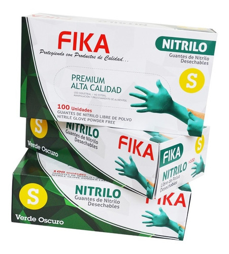 Guantes Nitrilo 6 Gramos Verde Marca: Fika Caja X 100 Unid. 