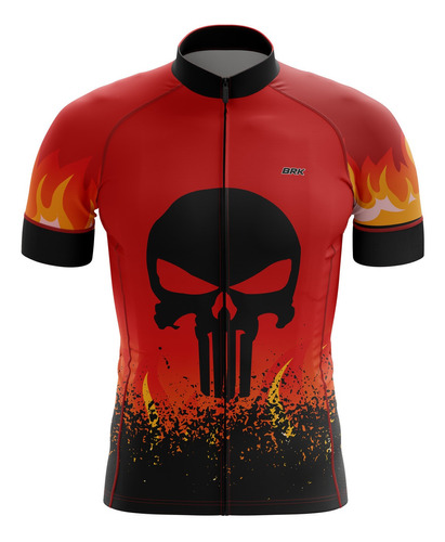 Imagem 1 de 3 de Camisa Ciclismo Brk The Punisher Fire Com Fpu 50+