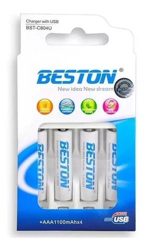 Combo Cargador + 4 Pilas Aaa De 1100mah, Beston 804u