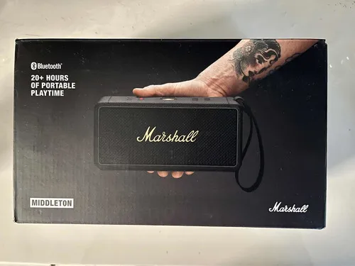 Parlante Marshall Middleton portátil con bluetooth waterproof black and brass 220V