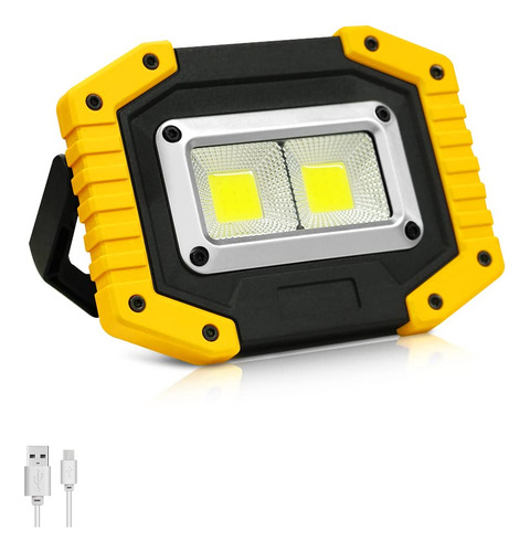 Luz Trabajo Led 30 W 2 Cob Inundacion Recargable Portatil Lm