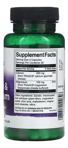 Swanson Albion Calcium Magnesium 60 Capsulas Envio Gratis
