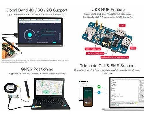Módulo Sim7600g-h 4g Hat Para Raspberry Pi Y Pc, Compatible