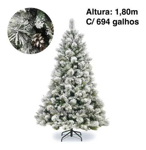 Árvore de Natal 1,80 m C/ Neve Luxo Realeza Muito Linda PE218 - Tem Tem  Digital - Brinquedos e Papelaria, aqui tem!