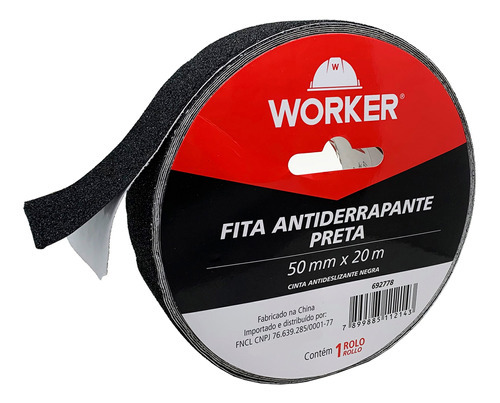 Fita Antiderrapante Worker 50mm X 20mts Preto