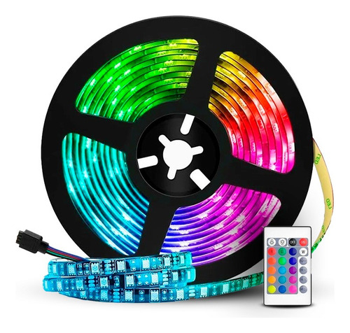 Rollo Cinta Tira Luces Led Rgb 15m 3528 Con Fuente + Control