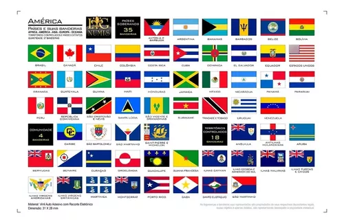 Coleção de bandeiras de países do mundo com nomes