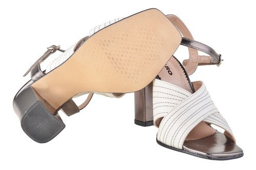 Sandalias Fiesta De Mujer Taco Alto De Cuero Croix - Ferraro