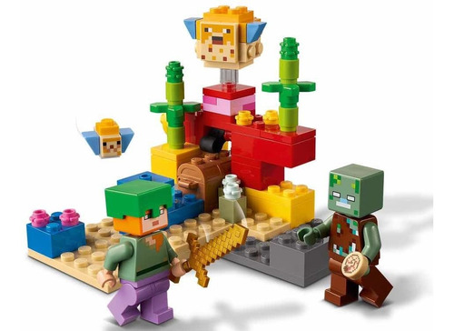 Set de construcción Lego Minecraft The coral reef 92 piezas en caja