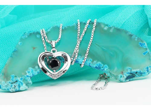 Set Cadena Dije Aretes Oro 18k Corazón Diamante Regalo Ideal