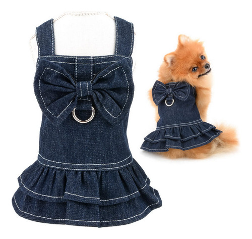 Smalllee_lucky_store Vestido De Arns De Mezclilla Para Perro