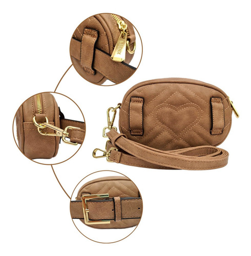 Bolsa Feminina Transversal E Pochete - Golden Fenix Cor Marrom Amarelado