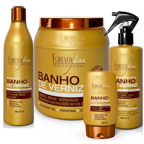 Kit Banho De Verniz Mascara 1kg Hidratacao Forever Liss