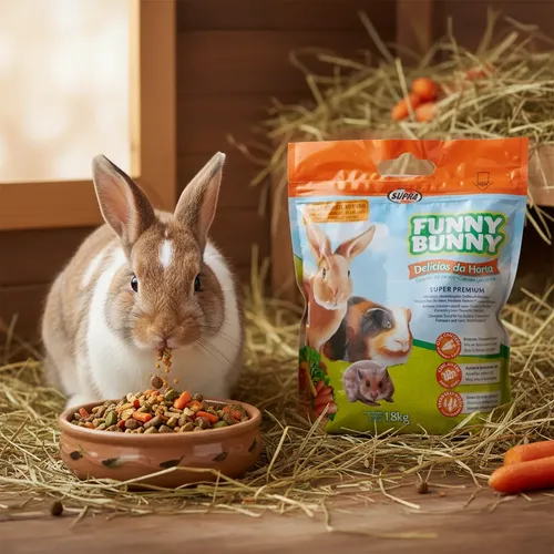 2 Funny Bunny Delicias Da Horta 1,8kg Ração Coelho Hamster