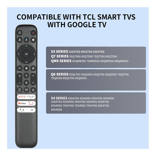 Control Remoto De Voz Rc813 Compatible Con Tcl Android Smart