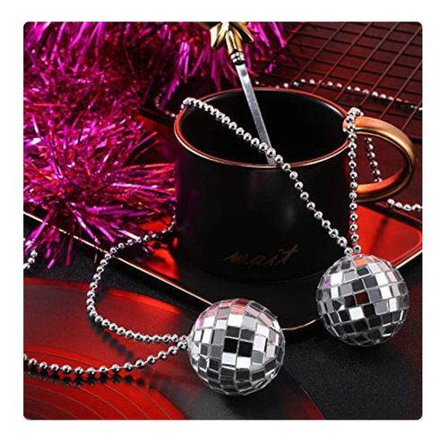 Collar Esfera Disco Espejo 2 Pulgadas Fiesta Retro 60 Piezas