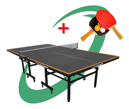 Imagen 1 de 6 de Mesa Ping Pong Profesional Con Ruedas Lusqtoff C/ Set Regalo
