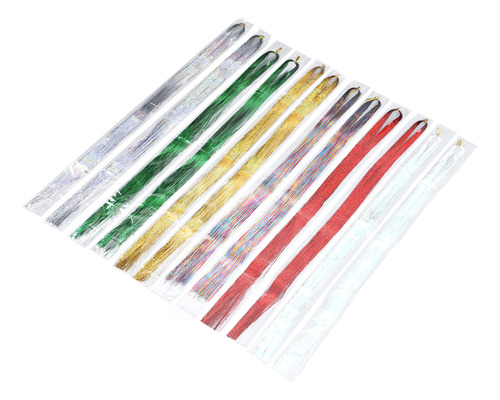 Kit Hair Tinsel Strand, 12 Peças De Extensões Coloridas E Br