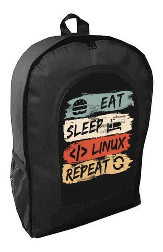 Mochila Negra Linux Bichos Mod B12