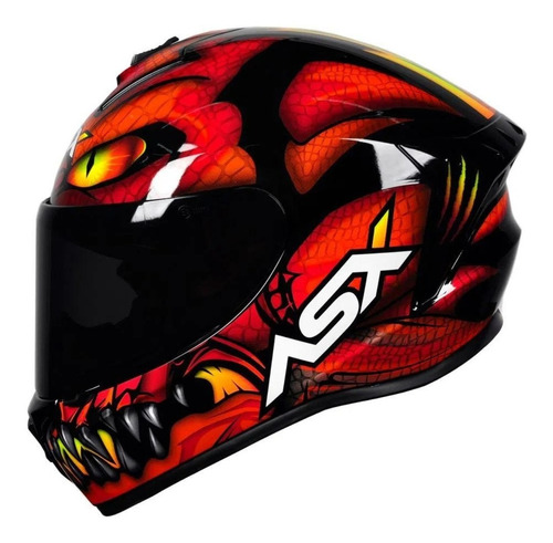 Capacete Asx Draken Raptor Brilho Preto/vermelho