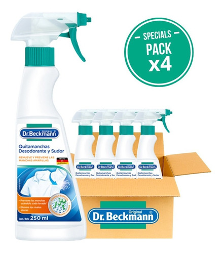Imagen 1 de 4 de Dr. Beckmann Quitamanchas Desodorante Y Sudor Pack  X4