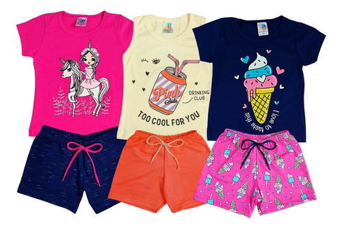 Kit Conjunto Infantil Verão 10 Peças Feminino Barato Premium