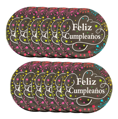 10 Platos De Cumpleaños Platos Desechables Feliz Cumpleaños