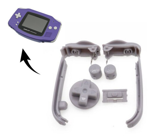 Set Botones Boton Compatible Con Gameboy Advance Gba Gris