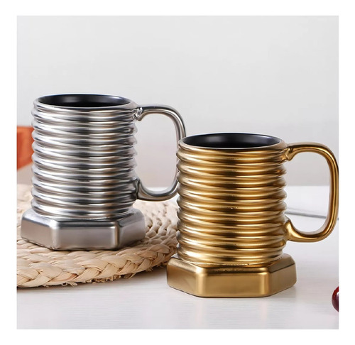 / Taza De Ceramica En Forma De Tornillo Color Plateado