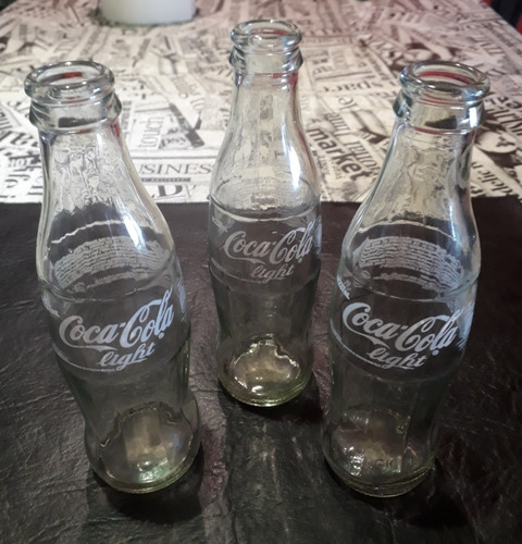 Lote 3 Botellas Coca Cola Light 237 Ml - Botellita Colección (Usado)