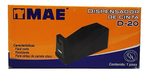 Despachador De Cinta Mae D-20 Negro Caja Con 1 Pz