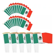 Comprar 50 Bandera Mexico Mano Asta Tricolor Fiestas Patrias 21x14cm