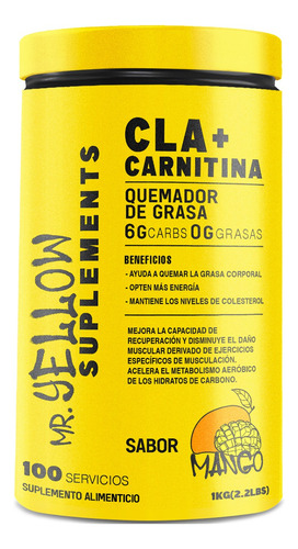 Mr. Yellow Cla + Carnitina 1kg 100 Servs Mango