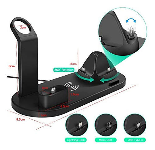 Cargador Inalámbrico Rápido De 10 W, 4 En 1
