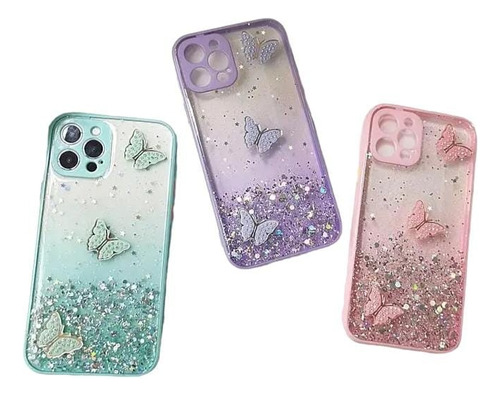 Funda Brillo Mariposa Reforzado Para Sam A05 A05s A25 A35