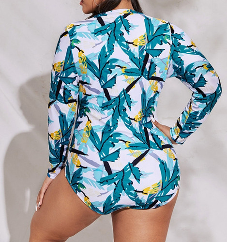 Traje De Baño De Manga Larga De Una Pieza Para Mujer, Ropa D